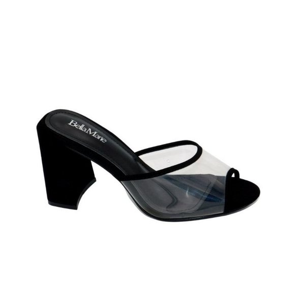 Bella Marie Women's Lounge-2 Chunky Heel Transparent Lucite Fashion Sandals - Picture 3 of 4